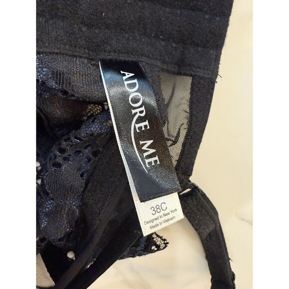 Adore Me Pacchi Contour Demi Bra 38C & Cheeky Bottoms Large Set Black/Navy NEW - Picture 10 of 15